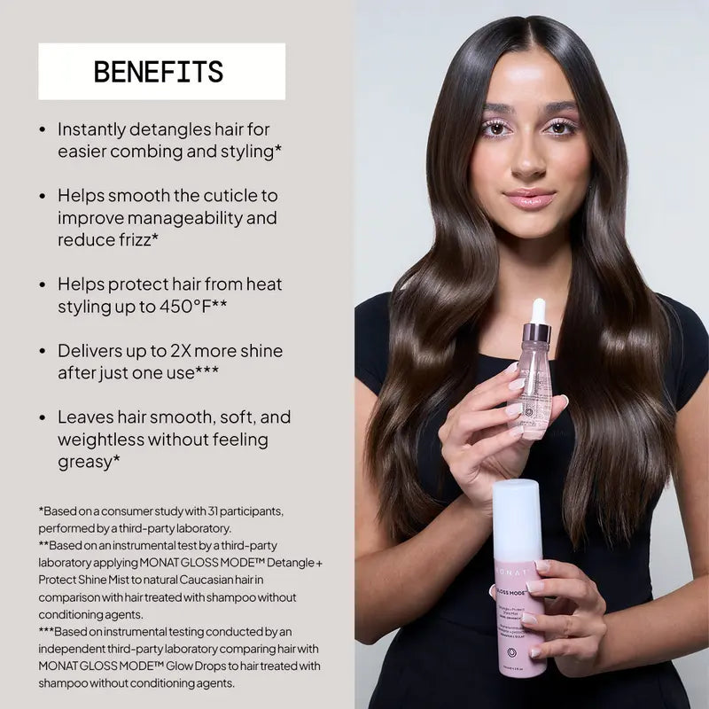 MONAT Gloss Mode Detangle + Protect Shine Mist & Glow Drops